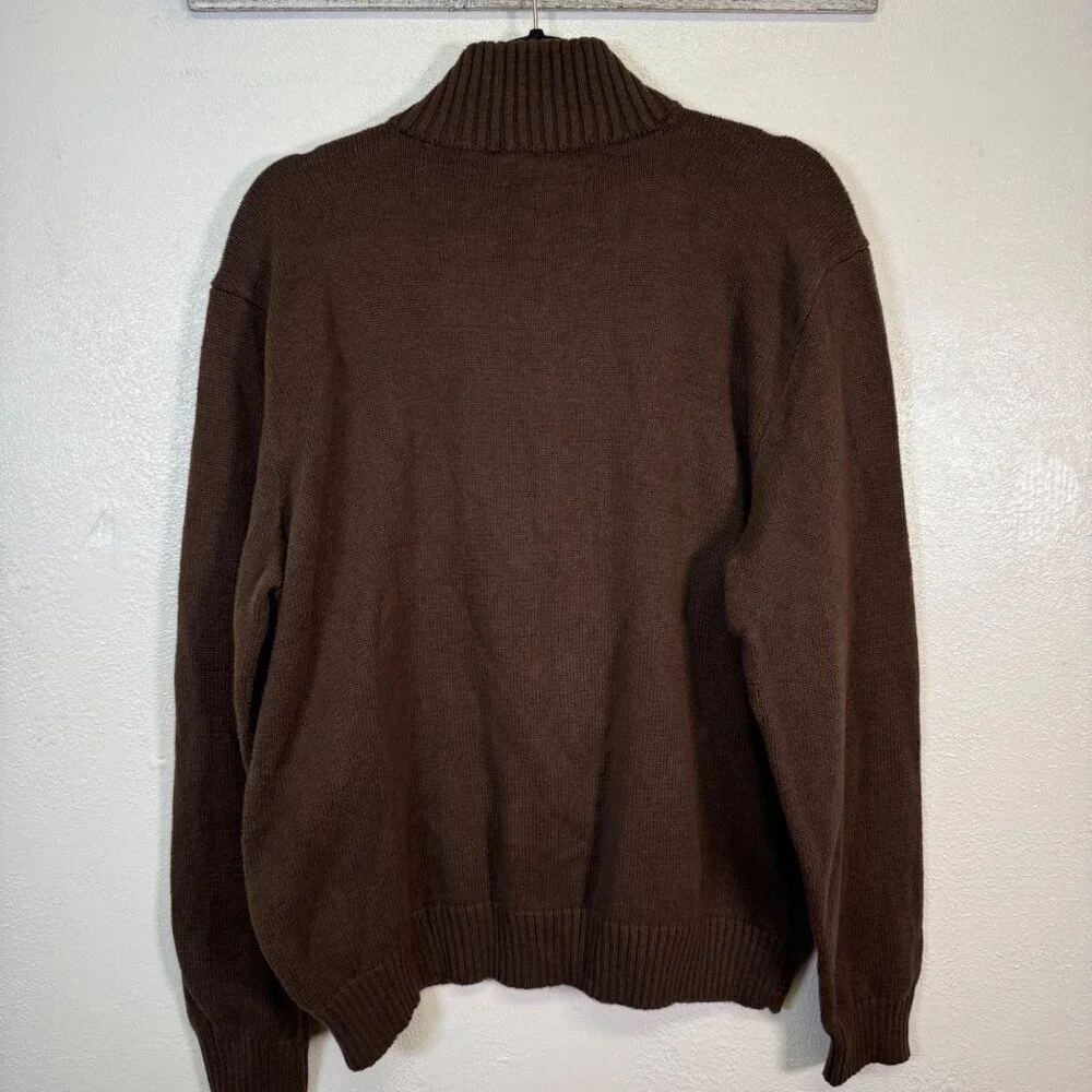 Polo Ralph Lauren Brown Cotton Knit 1/4 Zip Sweater Academia Preppy Y2K Large